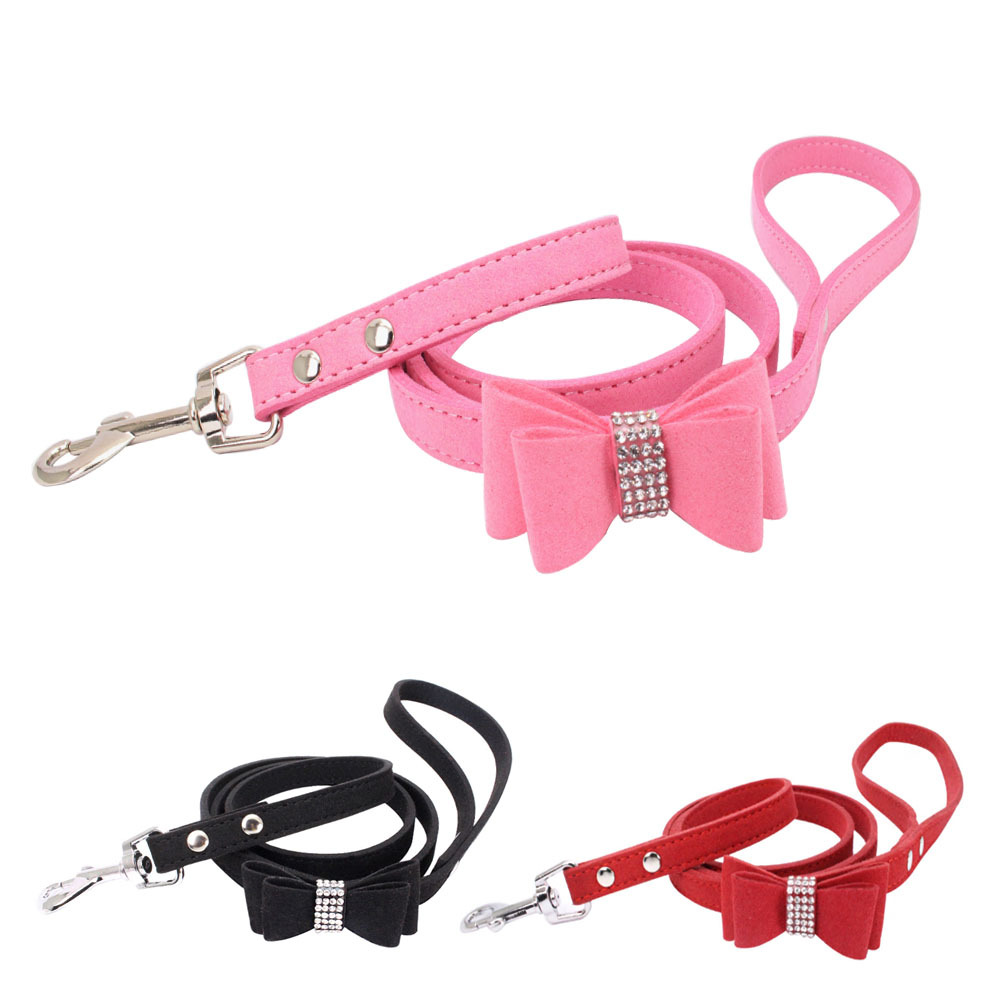 Bow Rhinestone Collar Pet Dog Collar Large, Medium and Small Dog Leash Berry Pet Supplies Amazon Hot