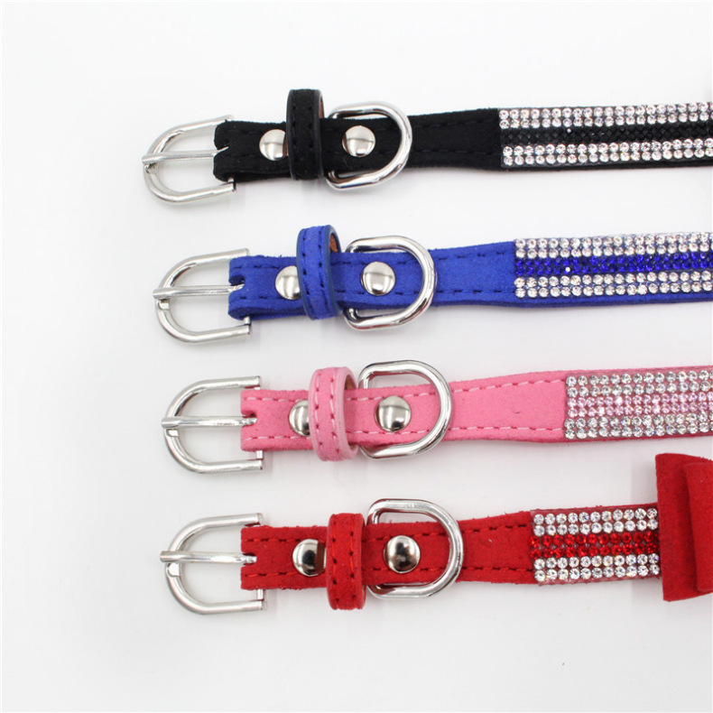 Bow Rhinestone Collar Pet Dog Collar Large, Medium and Small Dog Leash Berry Pet Supplies Amazon Hot