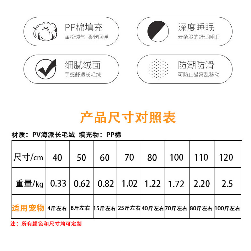 Pet Supplies Kennel round Plush Pet Cushion Mat Factory Self-Produced Goods Export Kennel Cat Kennel