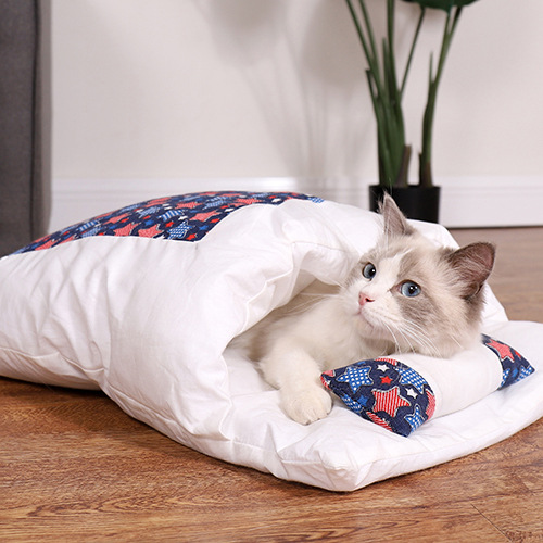 Cat Nest Cat Sleeping Bag Closed Removable and Washable Cat Bed Winter Warm Pet Bed Dog Kennel Four Seasons Universal