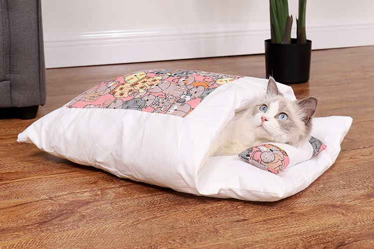Cat Nest Cat Sleeping Bag Closed Removable and Washable Cat Bed Winter Warm Pet Bed Dog Kennel Four Seasons Universal
