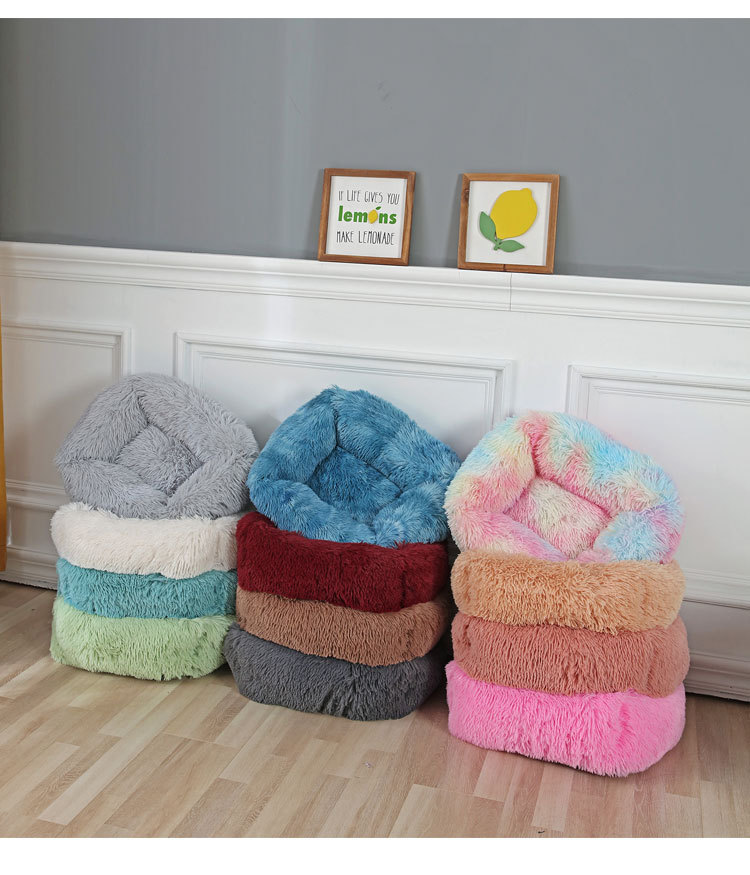  Long Velvet Square Pet Bed Large Medium and Small Dogs FallWinter Sleep Kennel Cat Litter 