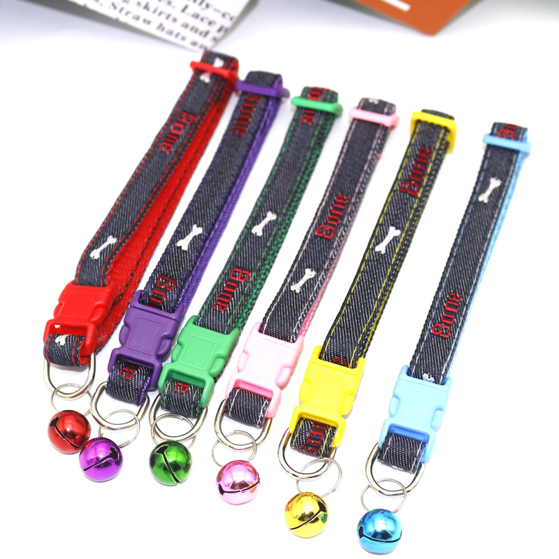 Pet Denim Collar Pet Bell Collar Cat Collar Dog Collar Patch Collar Ornament Pet Denim Collar Pet Bell Collar Cat Collar Dog Collar Patch Collar Ornament