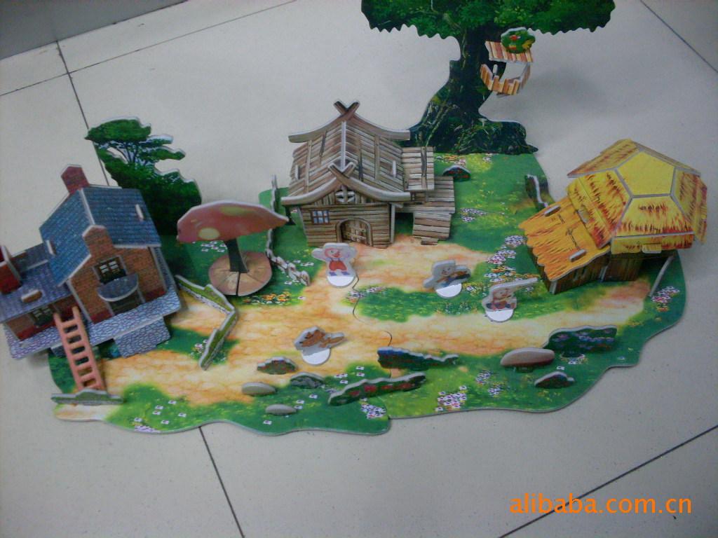 Big 8 bubble template three-dimensional puzzle 3D jigsaw XY631 three little pigs pattern