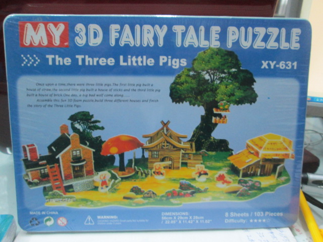 Big 8 bubble template three-dimensional puzzle 3D jigsaw XY631 three little pigs pattern Big 8 bubble template three-dimensional puzzle 3D jigsaw XY631 three little pigs pattern