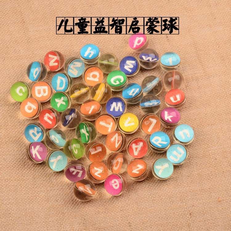 32mm Rubber Bouncy Ball English Letter Paper Card Bouncing Ball 1 Yuan Gashapon Machine Ball Children&#039;s Paradise Floating Ball