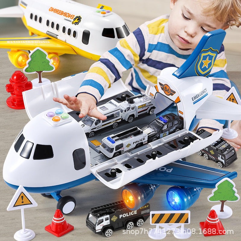 Large Musical Story Track Inertia Children&#039;s Toy Plane Artificial Passenger Aircraft Little Plane Toy