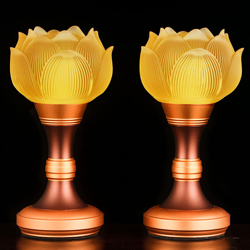 Factory Direct Sales Led Colorful Lotus Lights Color-Changing Colored Glaze Lotus Lamp Pilot Lamp Buddha Worshiping Lamp Buddha Front Lantern Plug-in