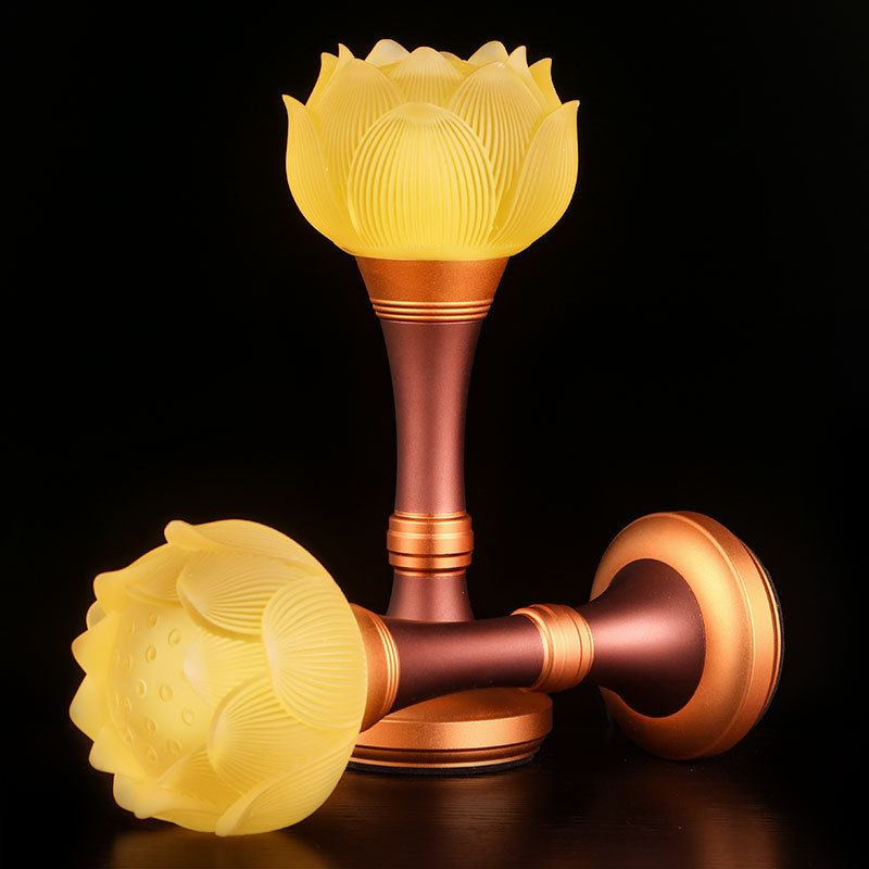 Factory Direct Sales Led Colorful Lotus Lights Color-Changing Colored Glaze Lotus Lamp Pilot Lamp Buddha Worshiping Lamp Buddha Front Lantern Plug-in