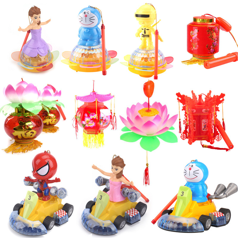 Mid-Autumn Festival Luminous Lantern Children&#039;s Toys Flash Music Lotus Palace Lantern Lantern Festival Portable Lantern Stalls Hot Sale