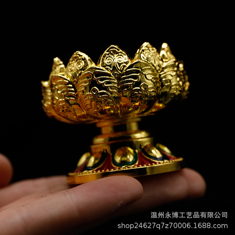 Metal Butter Lamp Holder Lotus Domestic Buddhist Hall Lantern Buddha Worship Lamp Holder Seven Star Light Lotus Lantern