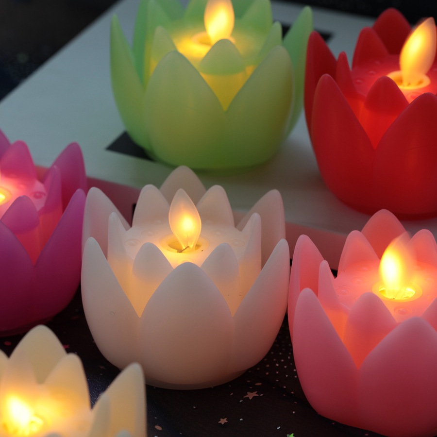 Buddha Worship Lotus Lamp Electronic Luminous Buddhist Activity Lotus Lantern