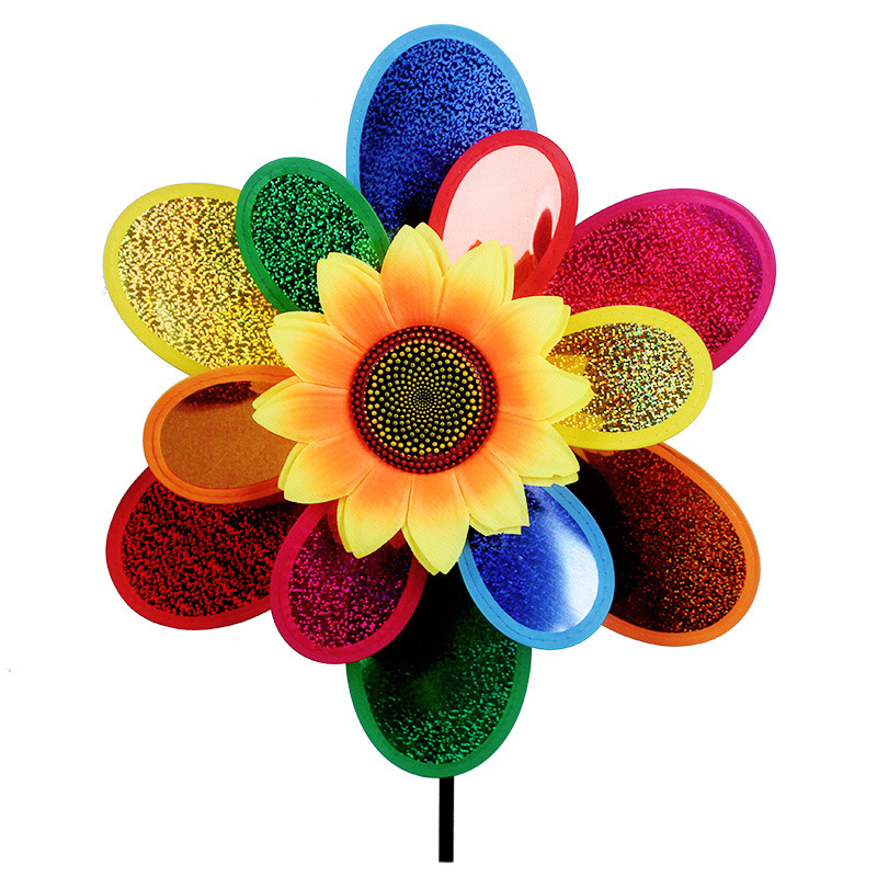 Double-Layer Sequined Windmill Cartoon Colorful Children&#039;s Park DIY Stall Beach Night Market Toys Yiwu Toy Supply