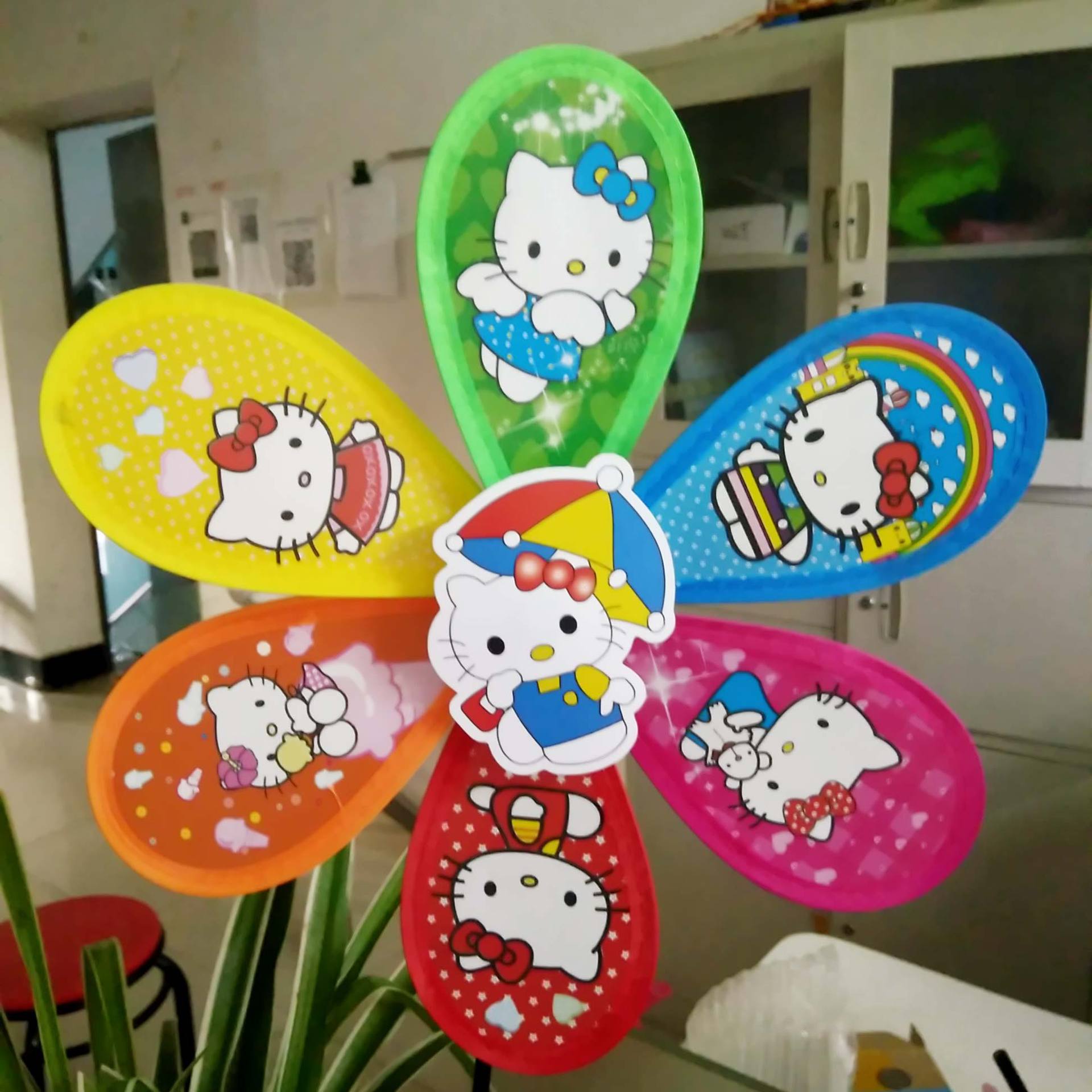 Double-Layer Sequined Windmill Cartoon Colorful Children's Park DIY Stall Beach Night Market Toys Yiwu Toy Supply