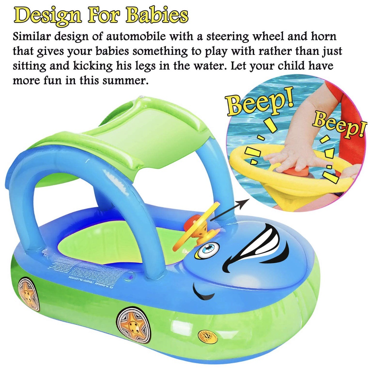 Factory Customized PVC Inflatable Toy Car Water Pool Beach with Beach Toy
