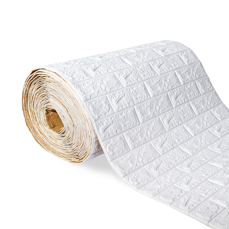 Wallpaper Factory Direct Supply Foam Waterproof Moisture-Proof Wallpaper Anti-Collision Continuous Roll Snowflake Brick
