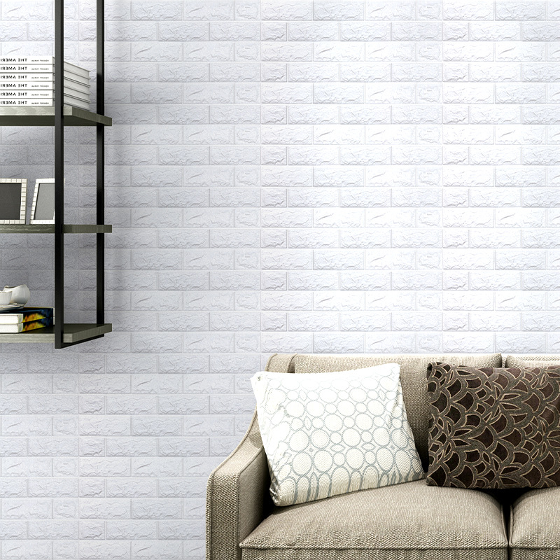 Wallpaper Factory Direct Supply Foam Waterproof Moisture-Proof Wallpaper Anti-Collision Continuous Roll Snowflake Brick