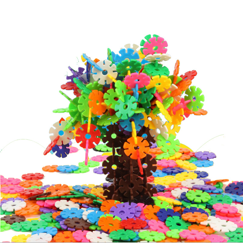 Building Blocks Box Plastic Assembling Combined Baby Toddler Intelligence Toys Factory Wholesale Snowflake Brick