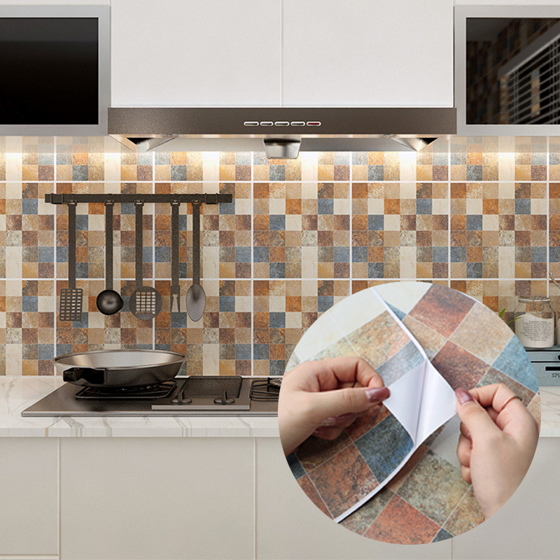 Wallpaper Peg Retro Self-Adhesive PVC Brick Pattern Wallpaper Kitchen Waterproof Brick Wallpaper Snowflake Brick