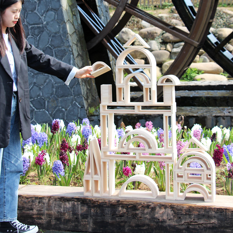 Toy Block Original Wooden Outdoor 58 Medium Hollow Large Building Blocks Early Childhood Educational Toys
