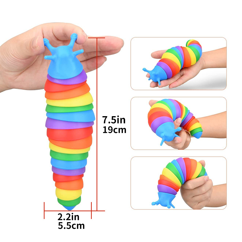 Decompression Slug Snail Twisting Children's Toy Fidget Slug Slug Prank Decompression Rainbow Worm