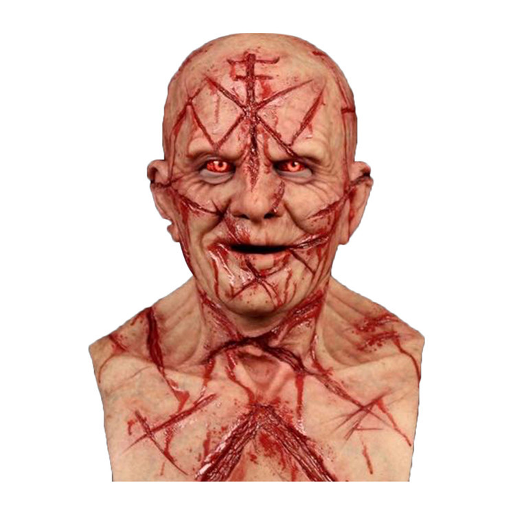 Halloween Horror Mask Latex Rotten Face Scar Old Man&#039;s Head Set Haunted House prank Toy