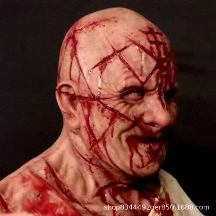 Halloween Horror Mask Latex Rotten Face Scar Old Man&#039;s Head Set Haunted House prank Toy