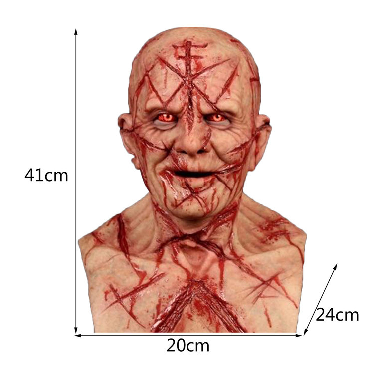 Halloween Horror Mask Latex Rotten Face Scar Old Man&#039;s Head Set Haunted House prank Toy