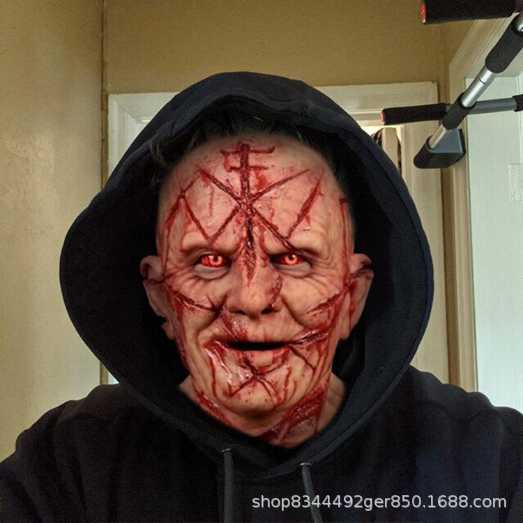 Halloween Horror Mask Latex Rotten Face Scar Old Man&#039;s Head Set Haunted House prank Toy