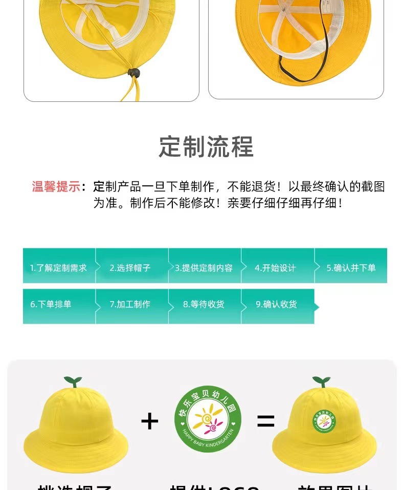 Kindergarten Children's Cotton Yellow Cap 2022 New Spring Primary School Student Hat Japanese Maruko Sun Hat Wholesale