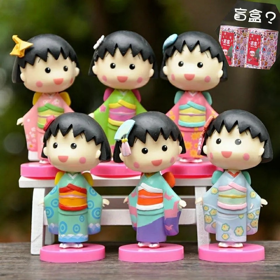 Kimono Cherry Maruko Blind Box Garage Kits Ornaments Cartoon Cute Anime Doll Doll Girlfriend Gifts Ornaments