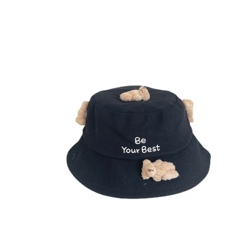 Children&#039;s Hat 2021 Autumn and Winter New Cartoon Bear Children&#039;s Bucket Hat Letters Maruko