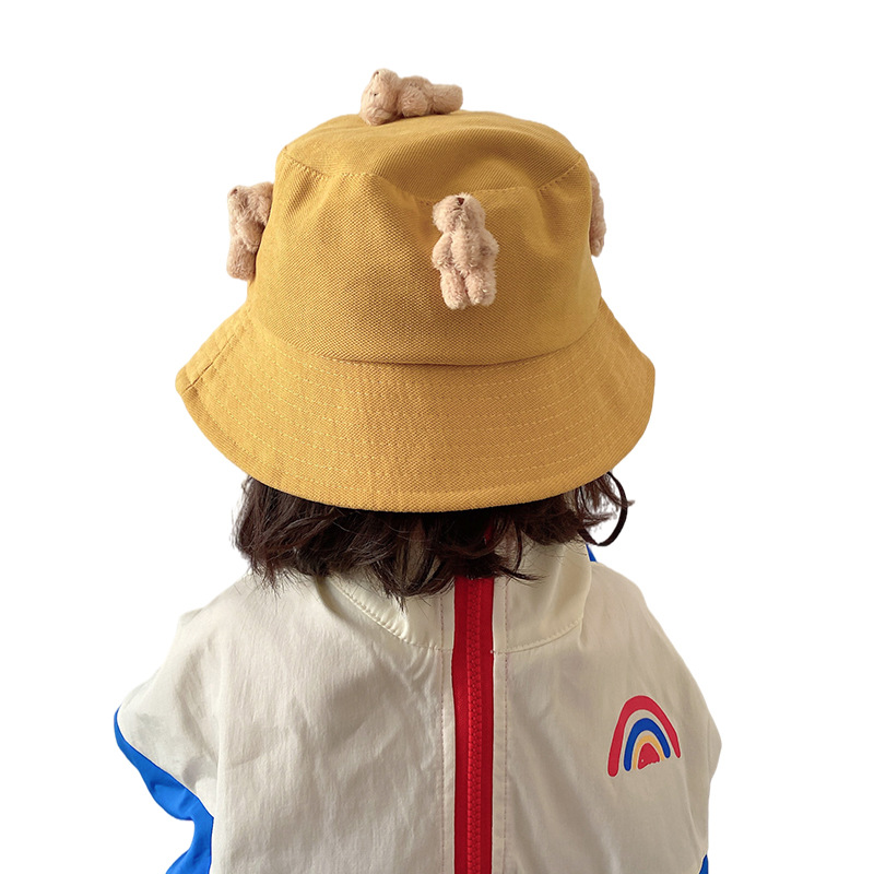 Children&#039;s Hat 2021 Autumn and Winter New Cartoon Bear Children&#039;s Bucket Hat Letters Maruko