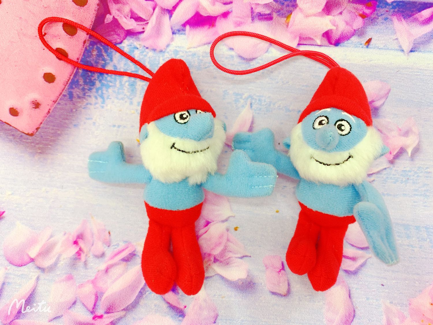 Smurfs Factory Direct Sales with Rope Blue Elf Keychain Plush Toy Cute Doll Small Pendant Doll Backpack Decorations
