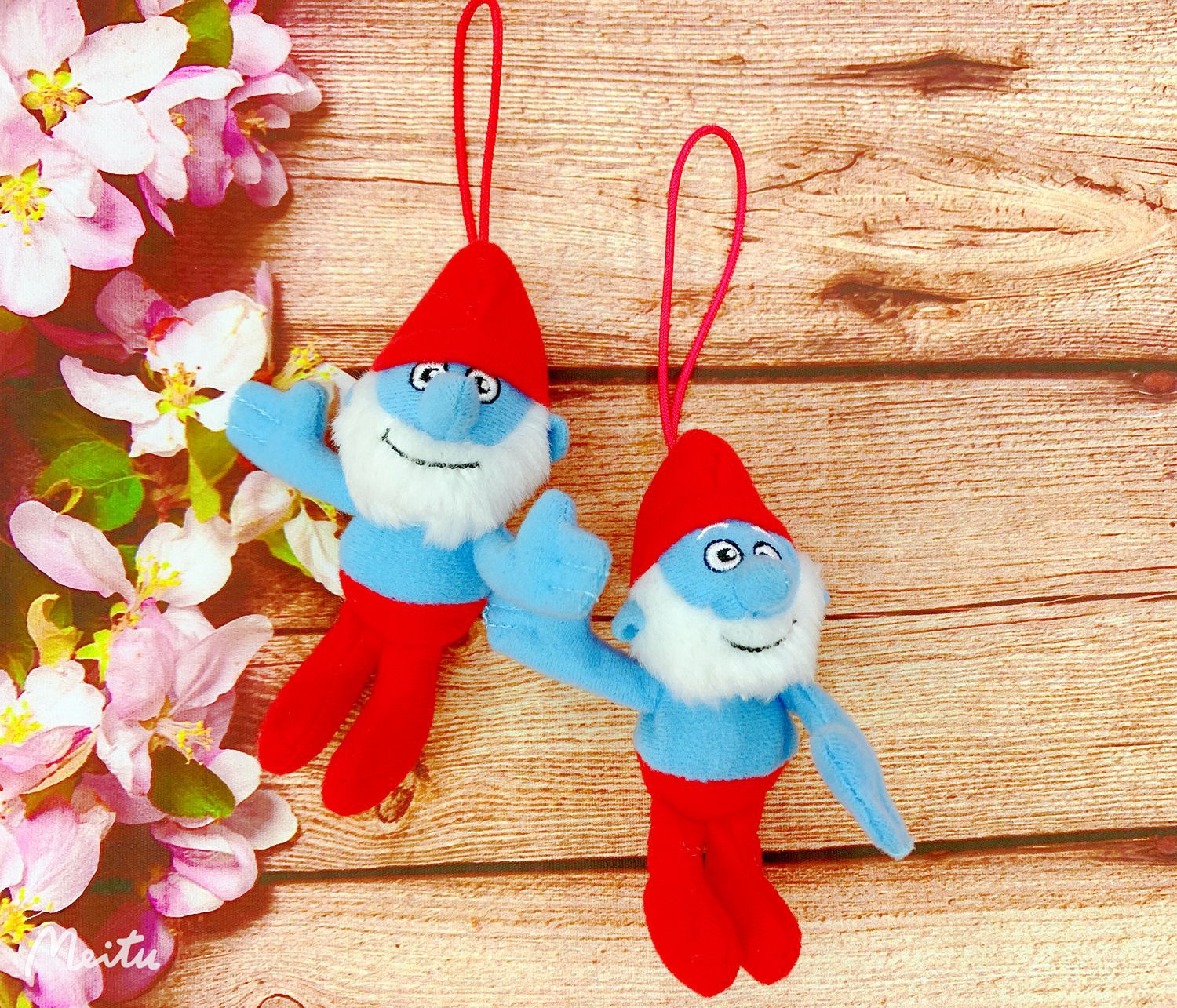 Smurfs Factory Direct Sales with Rope Blue Elf Keychain Plush Toy Cute Doll Small Pendant Doll Backpack Decorations