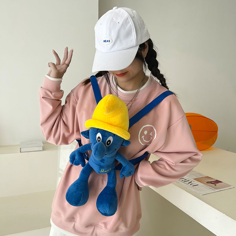 Smurfs Cartoon Blue Elf Children&#039;s Backpack Men&#039;s and Women&#039;s Baby&#039;s Doll Doll Bag Cute Children&#039;s Plush Toy Backpack