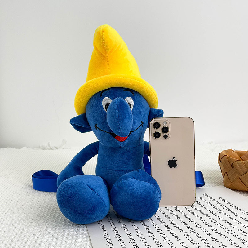Smurfs Cartoon Blue Elf Children&#039;s Backpack Men&#039;s and Women&#039;s Baby&#039;s Doll Doll Bag Cute Children&#039;s Plush Toy Backpack