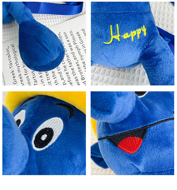 Smurfs Cartoon Blue Elf Children's Backpack Men's and Women's Baby's Doll Doll Bag Cute Children's Plush Toy Backpack