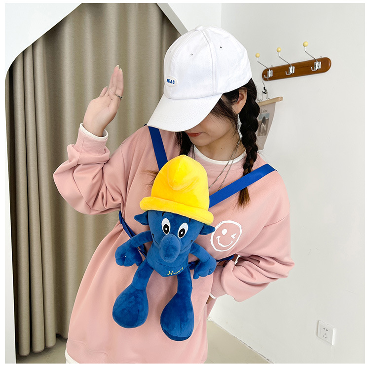 Smurfs Cartoon Blue Elf Children's Backpack Men's and Women's Baby's Doll Doll Bag Cute Children's Plush Toy Backpack