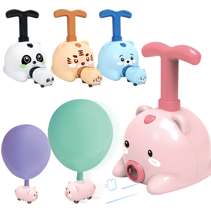 4644 TikTok Hot Sale Children&#039;s Inertial Air Balloon Power Car Toy Press Power Balloon Car Educational Car
