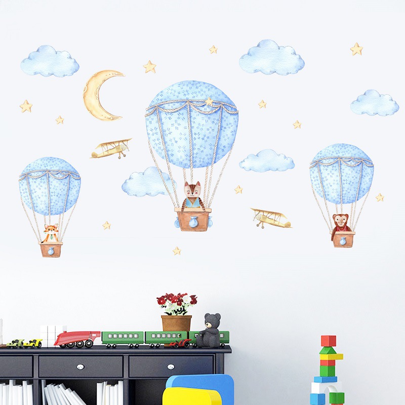 Wall Stickers Wholesale Removable Environmental Protection PVC Stickers Bedroom Background Wall Children&#039;s Room Stickers Hot Air Balloon