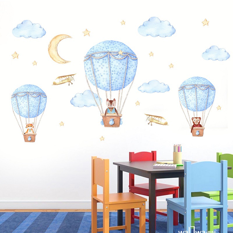 Wall Stickers Wholesale Removable Environmental Protection PVC Stickers Bedroom Background Wall Children&#039;s Room Stickers Hot Air Balloon