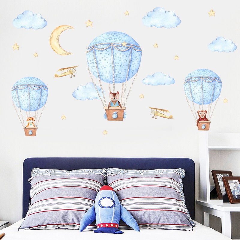 Wall Stickers Wholesale Removable Environmental Protection PVC Stickers Bedroom Background Wall Children&#039;s Room Stickers Hot Air Balloon
