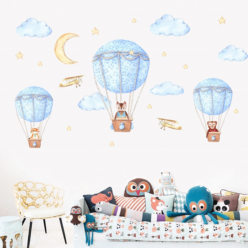 Wall Stickers Wholesale Removable Environmental Protection PVC Stickers Bedroom Background Wall Children's Room Stickers Hot Air Balloon