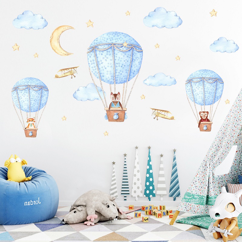 Wall Stickers Wholesale Removable Environmental Protection PVC Stickers Bedroom Background Wall Children's Room Stickers Hot Air Balloon