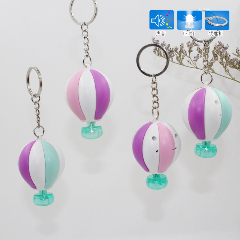 Yongyi Toys Keychain Hot Air Balloon Led Sound Luminous Keychain Pendant Crafts Creative Gift Hanging Machine