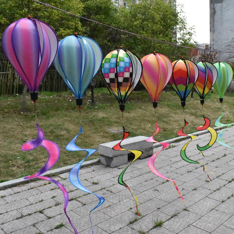 Outdoor Hanging Rainbow Hot Air Balloon Rotating Wind Bar Park Scenic Spot Windmill Festival Kindergarten Decorations Arrangement Hanging Decoration