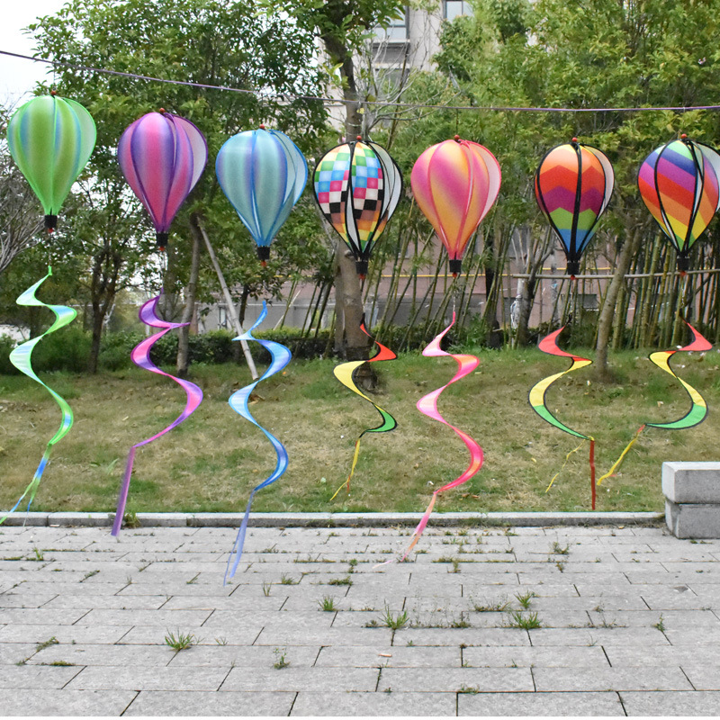 Outdoor Hanging Rainbow Hot Air Balloon Rotating Wind Bar Park Scenic Spot Windmill Festival Kindergarten Decorations Arrangement Hanging Decoration