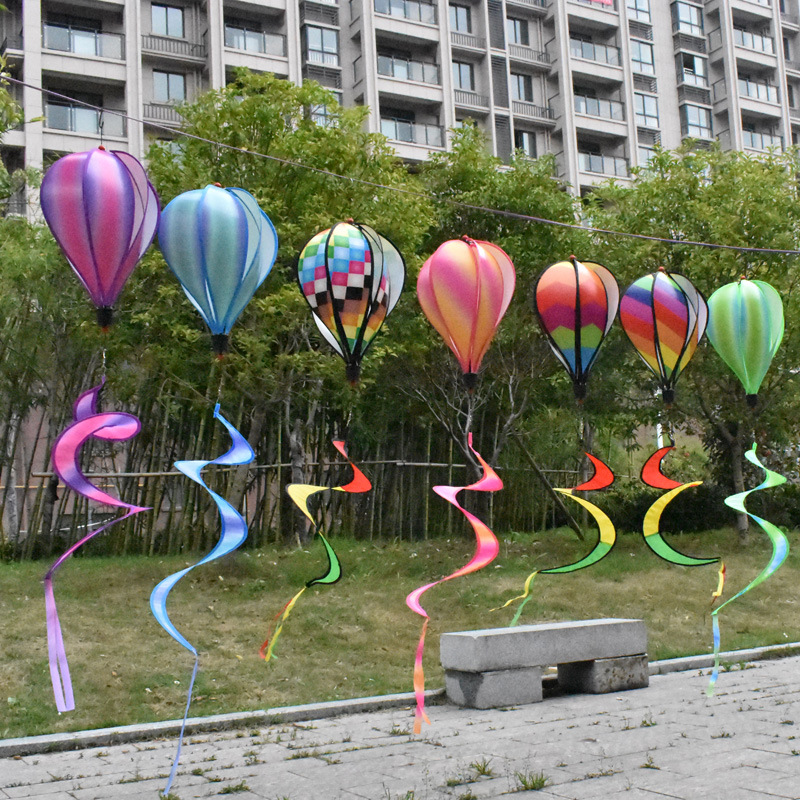 Outdoor Hanging Rainbow Hot Air Balloon Rotating Wind Bar Park Scenic Spot Windmill Festival Kindergarten Decorations Arrangement Hanging Decoration