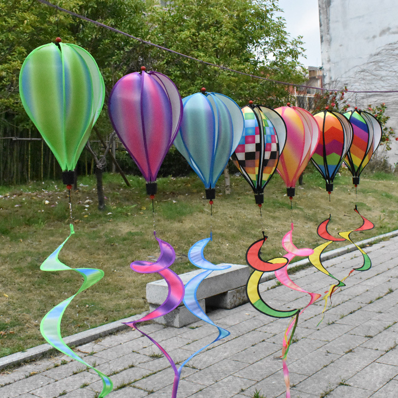 Outdoor Hanging Rainbow Hot Air Balloon Rotating Wind Bar Park Scenic Spot Windmill Festival Kindergarten Decorations Arrangement Hanging Decoration